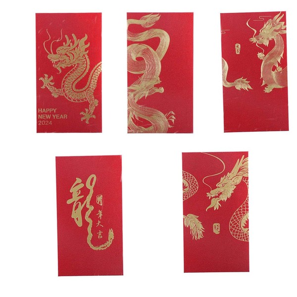 30Pcs/Set Chinese Red Envelopes,2024 New Year Red Packet Golden Dragon