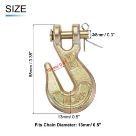 sourcing map 1/4" Clevis Grab Hook, G70 Carbon Steel Transport Safety Chain Hooks, Clevis Grab Hooks for Rigging Deck Receiver Hitches Trailer Wiring