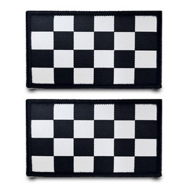 Pack of 2 Racing Car Embroidery Patch Funny Flag Tactical Badge Patch Nylon Military Applique for Clothes Hat Jacket Bags Backpacks Vest