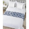Ldtrchee Bed Runner for Queen Size Bed, Navy Blue Boho
