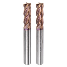 sourcing map 2pcs Carbide Square End Mills 6mm (15/64") Dia 6mm (15/64") Shank 50mm (2") Long HRC55 TiSiN Coated Micro-Grain Tungsten Carbide 4 Flutes Milling Bit Cutter
