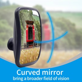8.5x6.5 Inches Convex Blind Spot Mirror for Truck, Tractor, Bus, Van, Excavator, Forklift - Tube Clamp Installation Tractor Side Mirror, Clear Glass Convex Rear View Mirror (1)