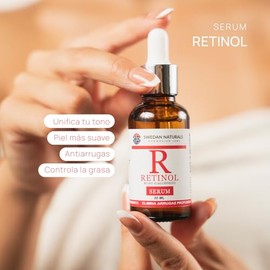 Serum Retinol + Ácido Hialurónico, suero nocturno antiarrugas + anti manchas, combate los signos del envejecimiento, mejora y unifica el tono, controla la grasa y minimiza los poros, 30 ml
