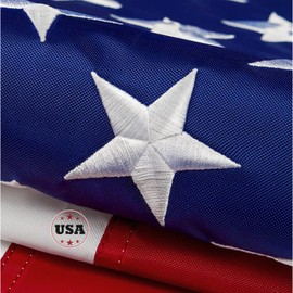 American Flag 3x5ft Long Lasting for Outside, Heavy Duty Nylon, Embroidered Stars, Brass Grommets, Made in USA, Perfect for Outdoor US Flag Show Your Patriotism