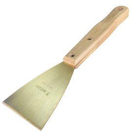 WEDO Brass Putty Knife,3" Paint Scraper,Length 12",Safety Scraper Tool,Spackle Knife,Long Wood Handle,Brass Material,Taping Knife Tool for Repairing Drywall, Removing Wallpaper, Applying Putty