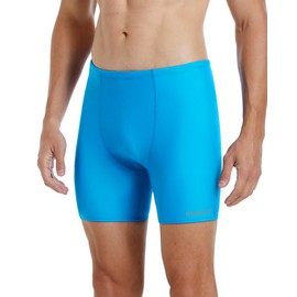 Runihit Swim Jammers for Men Square Leg Quick Dry Athletic Solid Brief Swimsuit UFP 50+ Compression Swimming Shorts Blue