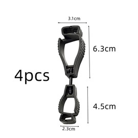 Naisfei 4 PCS Glove Clips, Black Grabber Clip Safety Work Keeper, Clamp Catcher Labor Holder Guard for Work Gloves