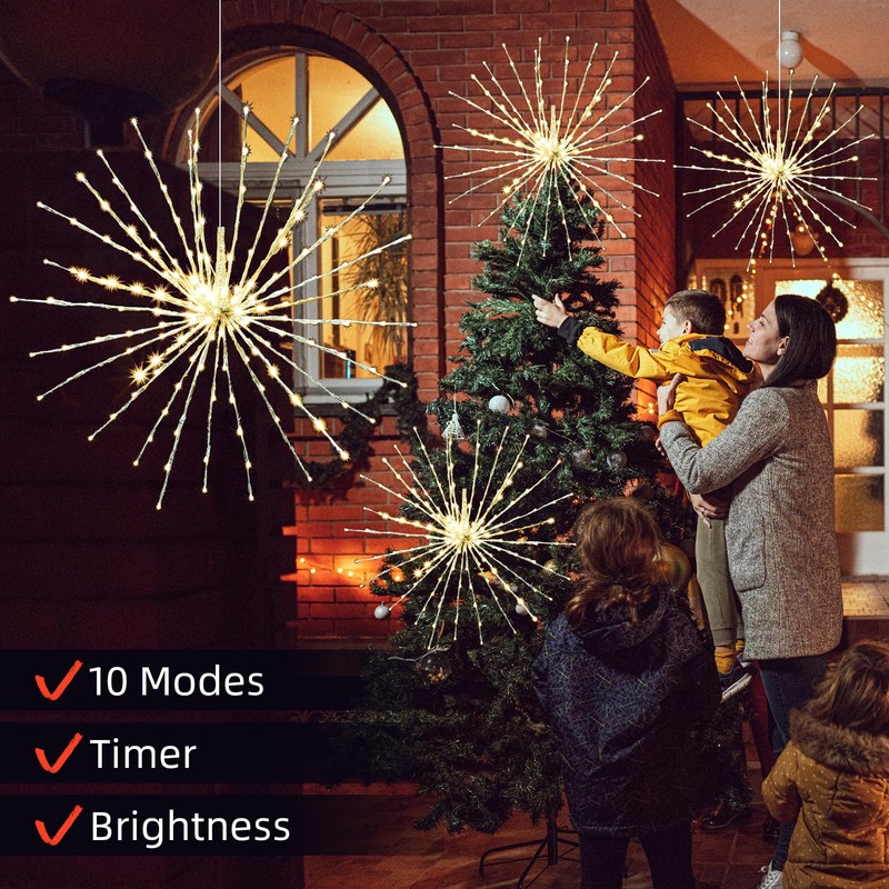 LAMPHOME 30" 180LED 3D Starlight Bursts with Multi-Functions Warm White