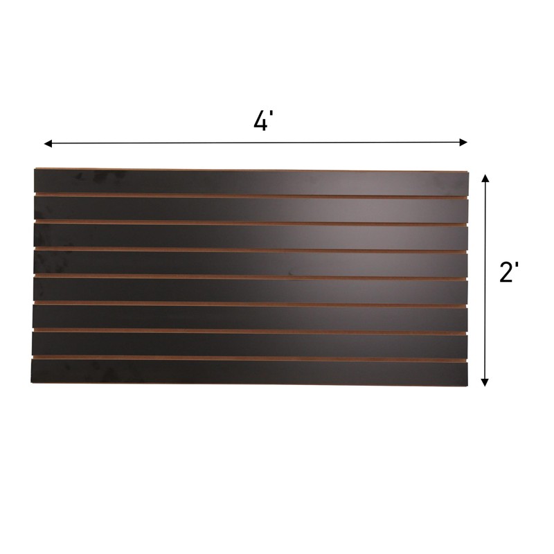 SSWBasics 4 ft x 2 ft Horizontal Black Slatwall Panels