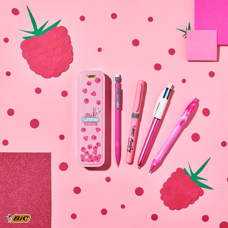 BIC My Summer Collection Pink Pen Set in Metal Box: