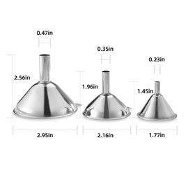 3 Pcs Stainless Steel Kitchen Funnel，Food-Grade Stainless Steel, Perfect for Storing Liquids and Small Kitchen Spices or Powders. Plus, it Comes with a Handy Cleaning Brush ﻿