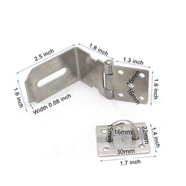 90 Degree 4 Inch Right Angle Padlock Hasp, Stainless Steel Safety Door Latches, Solid Gate Latches Brushed Finish (4inch 90Degree)