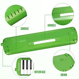 Soulmate Melodica, 37 Key Melodica Instrument for Kids with Mouthpiece Air Piano Keyboard,Carrying Bag for Beginners Adults Gift, Green