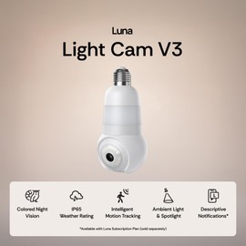 Luna Light Bulb Security Camera Wireless Outdoor Indoor, 360° Pan Tilt, Color Night Vision, Intelligent AI Motion Detection, Two-Way Talk, Porch Light Cameras for Home/Store/Office/Hallway (4MP)