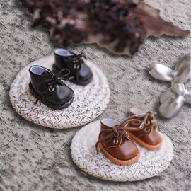 YUYAKESHI Cotton Doll, Doll Shoes, 2 Pairs of 7.9 inches (20 cm), Accessories, For Stuffed Toys, Shoe Length 2.2 inches (5.5 cm), Combination Leather Shoes, Unisex (Black + Brown)