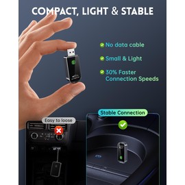 Amzfeel Wireless CarPlay Adapter for Apple iPhone iOS 10+ & Cars from 2015+, Mini Edition, Converts Factory Wired to Wireless CarPlay Dongle Plug & Play (Brushed Cobalt Blue)