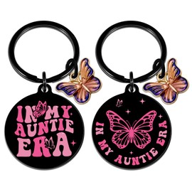 In My Auntie Era Keychain For Women Aunt Gifts For Aunts From Niece Nephew Aunt Birthday Gifts For Women Mothers Day Valentines Best Auntie Gift Cute Butterfly Keychain For Aunties Great Aunts Gift
