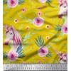 Soimoi Yellow Viscose Chiffon Fabric Unicorn Face & Ranunculus Floral