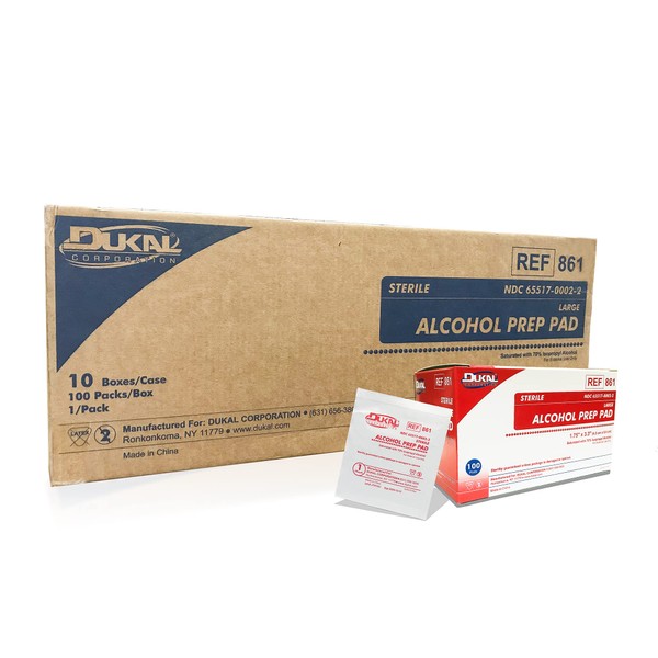 Dukal Alcohol Prep Pad, Sterile, Large (Pack of 1000/Case)