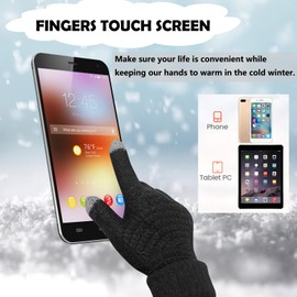 4 Pairs Women Winter Touch Screen Gloves,Warm Fleece Lined Knit Gloves Elastic Cuff Winter Texting Gloves (Black,Beige,Pink,Grey, One Size)