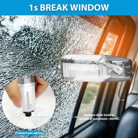 ThreeDokke Car Emergency Hammer, 2-in-1 Safety Hammer with Belt Cutter, Mini Emergency Hammer Car with Belt Cutter, Escape Tool, One Second Car Glass Breaker for Car Rescue, Underwater Use