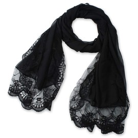 corciova Black Chiffon Extra Long Sheer Head Silk Scarf Lightweight Evening Pashmina Shawl and Wrap for Women