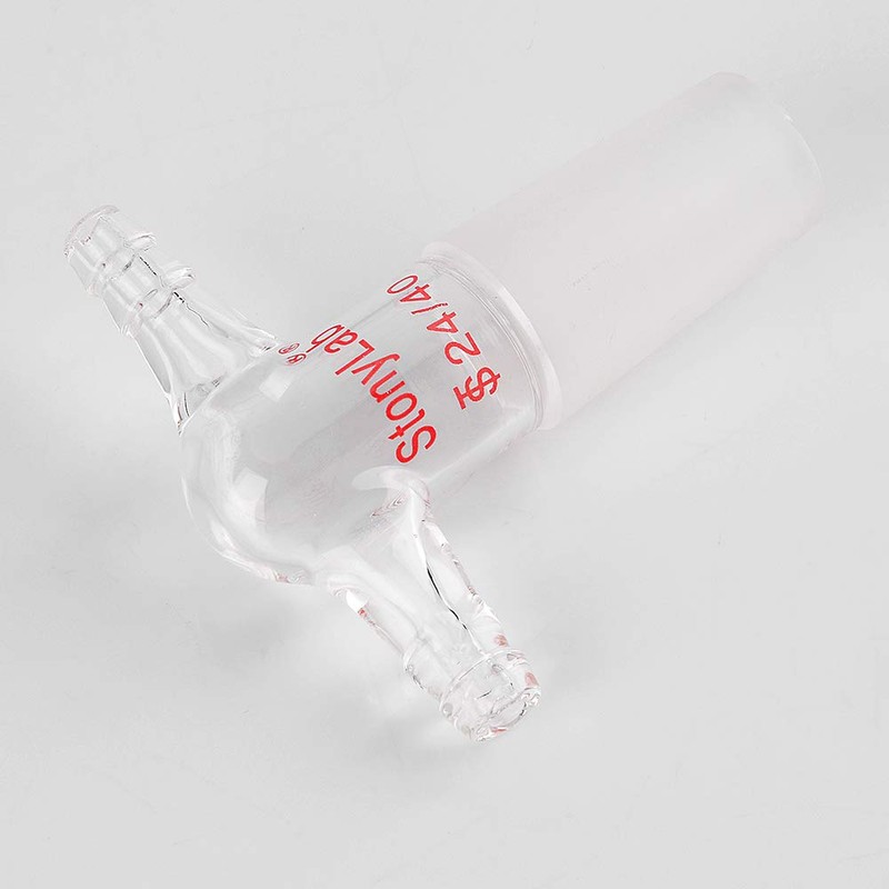 stonylab Glass Dual Hose Inlet Adapter, Borosilicate Glass T-Shape Vacuum/Inert