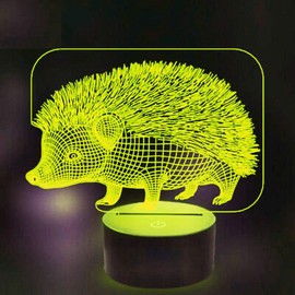 YTDZLTD Creative 3D Hedgehog Night Light 16 Colors Changing USB Power Remote Control Touch Switch Decor Lamp Optical Illusion Lamp LED Table Desk Lamp