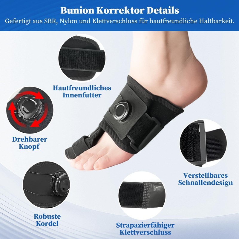 PNGOS Hallux Valgus Correction for Right, Adjustable Button, Hallux Valgus