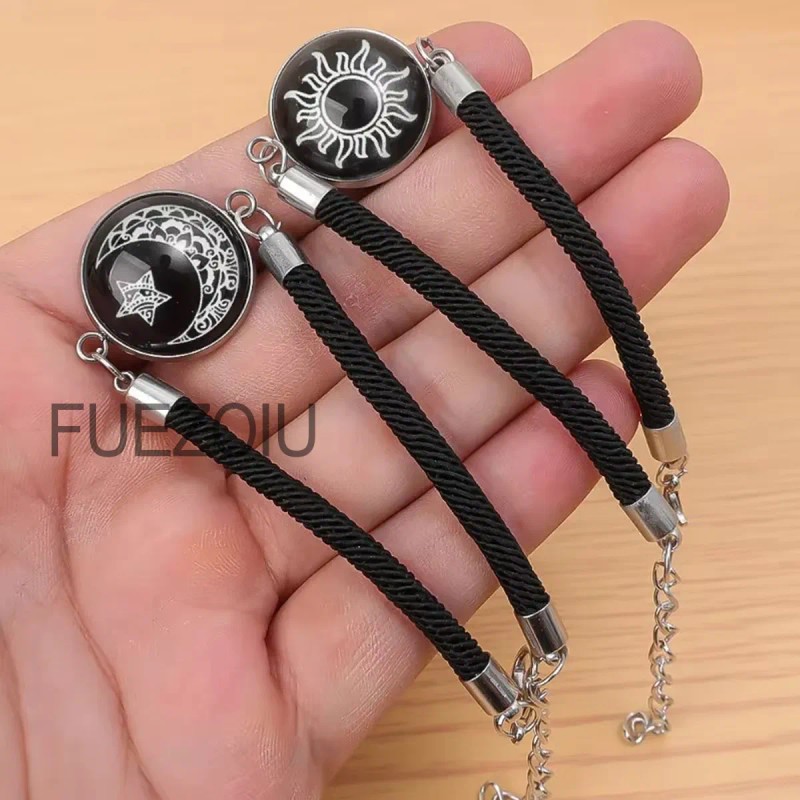 Fuezoiu 2pc Pulseras Para Parejas De Sol Y Luna Brilla