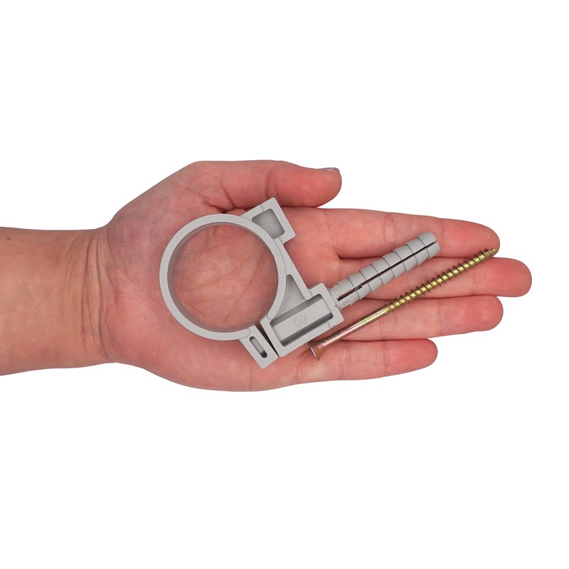 (4 pcs) Grey Plastic Clamps for 38-41 mm Pipes, Hose