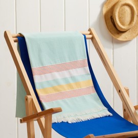 The Good Earth | 2 Pack Oversized Turkish Beach Towel Set Made of 100% Cotton | Luxury Turkish Beach Towels 35" x 78" | Turkish Beach Towels Oversized | Designed in USA | Safaga - Mint