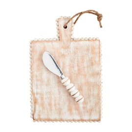 Mud Pie Square Small Beaded Board Set, Board Approx 9 1/2" X 7" | Spreader 5 1/2"