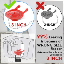 Saillong 3 Inch Universal Toilet Fill Valve Replacement Kit with 3 Inch Flapper, Fill Valve, Front Mount Toilet Flush Brass Handle, Adjustable Water Level, Quiet, Easy to Install(1 Pack,Red)
