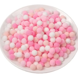 1000 Pieces Pom Poms Pink and White, 0.4 inch Small Craft Pompoms, Soft Fluffy Puff Balls for DIY Arts and Bulk Craft Making Decorations Supplies (Pink Series, 1 cm / 10 mm)