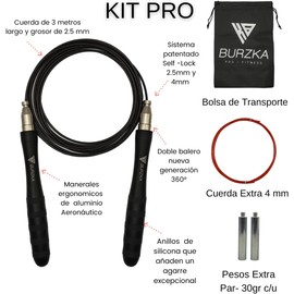 BURZKA Cuerda Para Saltar de Aluminio Antideslizante con Peso para Crossfit Boxeo Gimnasio Ultra Rapida Ajustable sin Tornillos