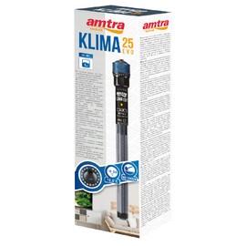 Amtra Klima EVO Automatic Heater for Aquariums up to 100 Litres, Adjustable from 18 to 34 Degrees, Unbreakable Quartz Tube, with Suction Cups, Power 100 W