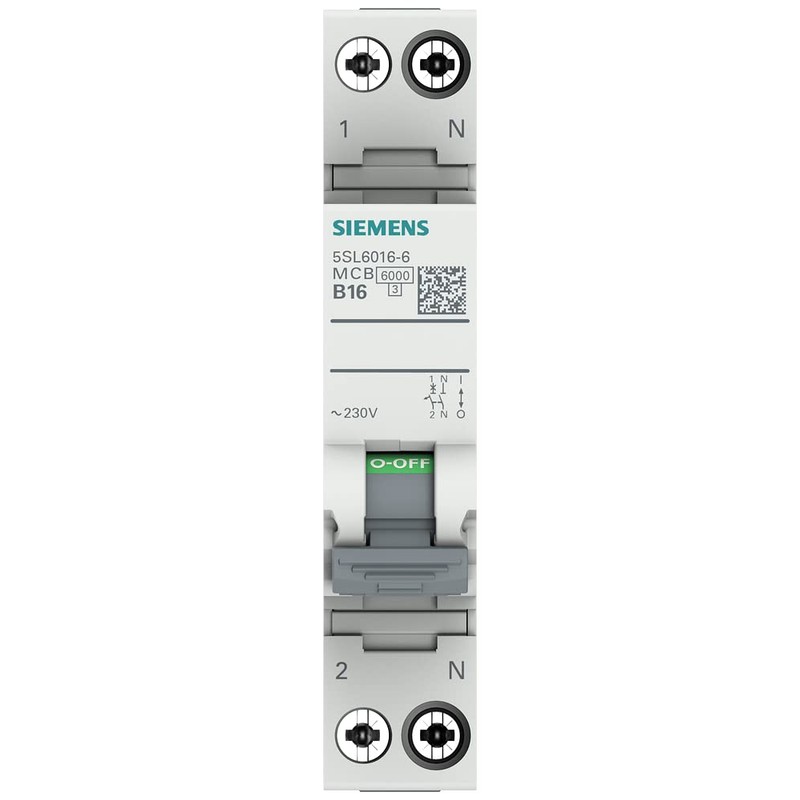 Siemens 5SL60166 Circuit Breaker 6kA B16 1P+N Compact in 1TE