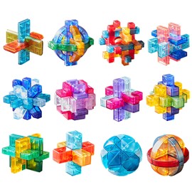 Holzsammlung Pack of 12 3D Puzzle Brainteaser, Plastic Thinking Sports Logical Toy, Plastic Games, Puzzle Games, Patience Game, IQ Test Puzzle Set, Logic Games, Puzzles, Thinking Game for Adults,