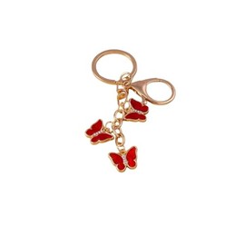 WJR 1~2 Pcs Cute Butterfly Charms Keychain Acrylic Crystal Butterfly Chain Tassel Keyring Purse Bag Accessories(Red Butterfly)