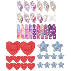 E & K726 Cute Banko Set, 3 Types, Hearts, 10 Stars, 10 Unicorn, 10 Random, 10 Each Set, 30 Pieces, Band-Aid, Disposable, Waterproof, Cute, Cute Banso