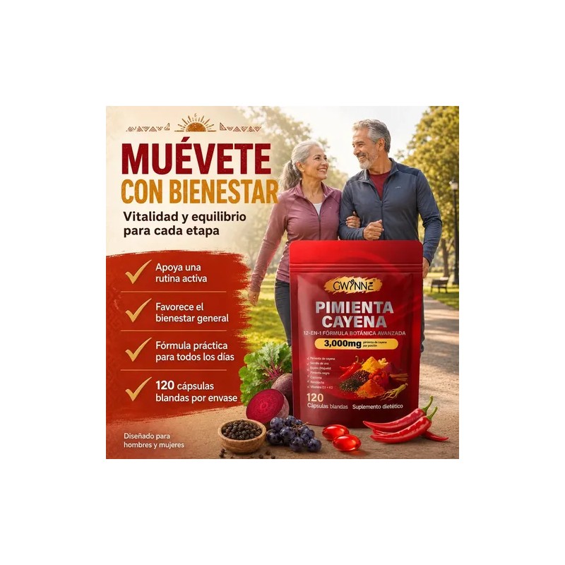 Gwynne Pimienta Cayenne 3000mg 120 Cápsula,suplemento 12 En 1 Con