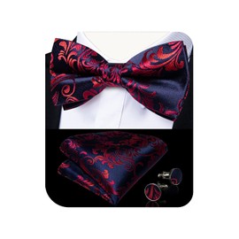 DiBanGu - Pajarita de cachemira para hombre, ajustable, con pajarita de lazo y corbatín, 06-blue Red, Talla única