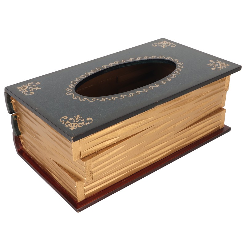 Book Tissue Box Cover Antique Rectangular Dispenser Napkin Holder for