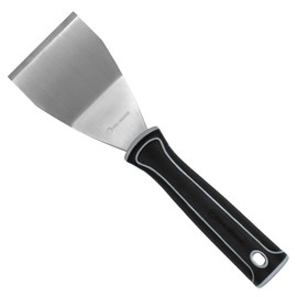 ROLLINGDOG 3 inch Bent Pole Scraper Painter's Spatula, Stiff Scraper with Thick Stainless Steel Blade, Robust and Durable, Ergonomic Rubber-Coated Plastic Handle
