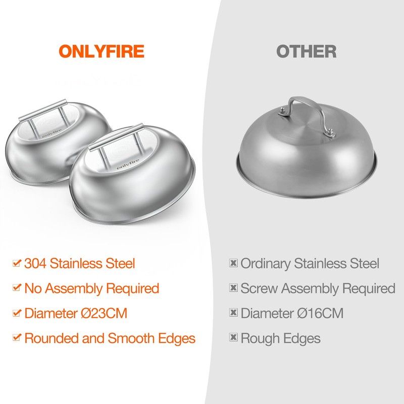 Onlyfire Burger Bell, Set of 2, 304 Stainless Steel Melting