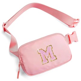 Bolsa para cinturón para mujer con correa extensible y bolsa de chenilla, Rosado, M, Rosa-m