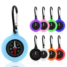Compass Children's Pack of 9 Mini Compass Outdoor Compas Keyring with Carabiner Portable Compass for Outdoor Holiday Camp Camping Hiking Travel