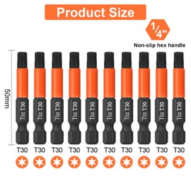 BAIDETS Pro T30 Screwdriver Bit Set - Screwdriver Torx 10 Pieces, 50 mm Length, 1/4 Inch Hex Shank Bit Assortment, with Dispenser Box