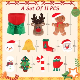 Rypet 11 PCS Christmas Plush Dog Toys Set, Interactive Dog Toys Filled Crinkle Paper for Aggressive Chewers with Bouquet Box,Durable Puppy Teething Toy Xmas Interactive Puppy Toy for Small Dog